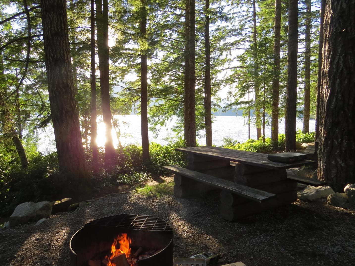 One of the spots at Pye Lake Beach campsite, a completely free place to camp in British Columbia