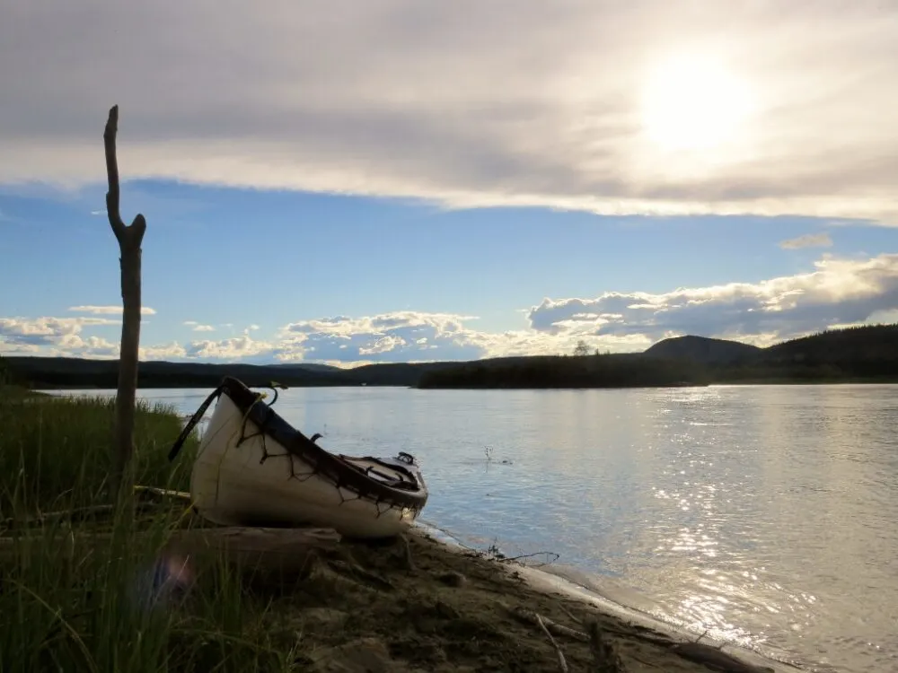 Canoe on the banks of the Yukon River
