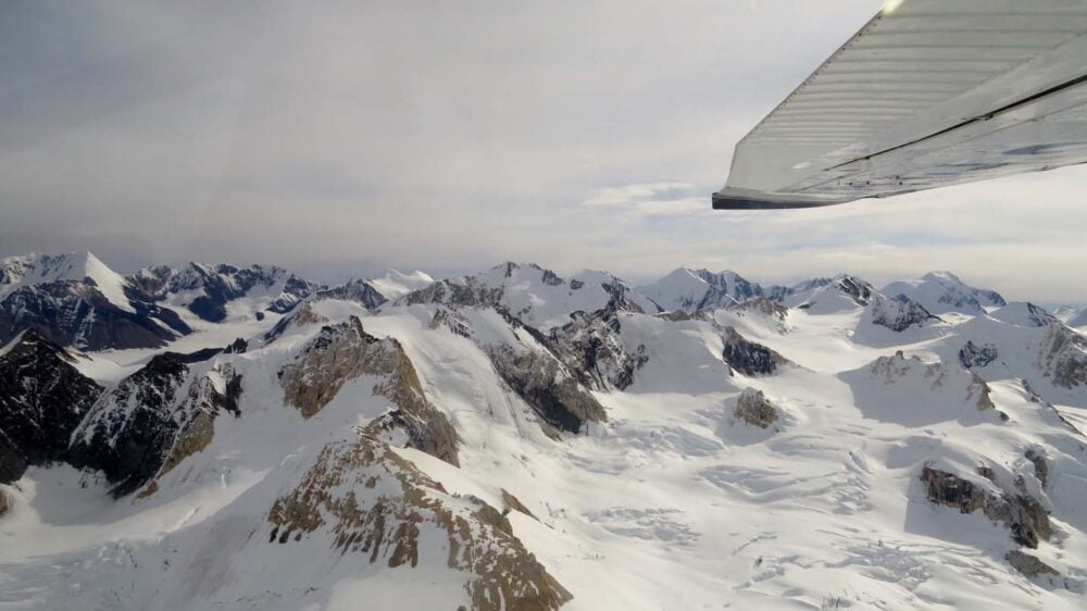 Kluane National Park snow mountains, approaching the tallest mountain in Canada