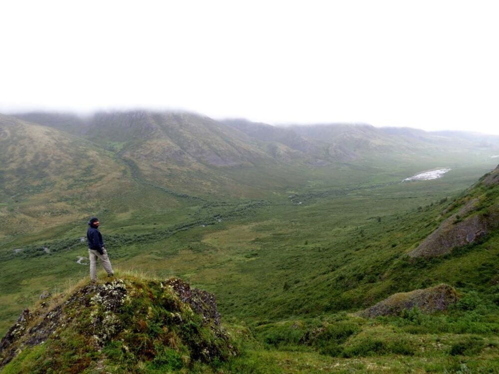 Hiking back down Rake Mountain in the rain Tombstone