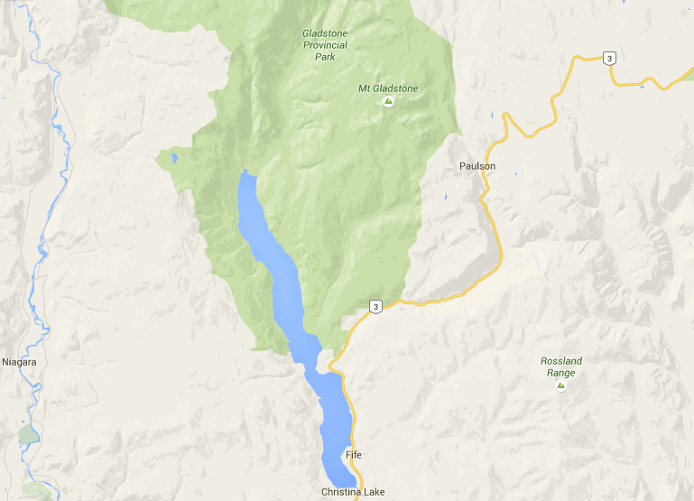 gladstone provincial park on google maps