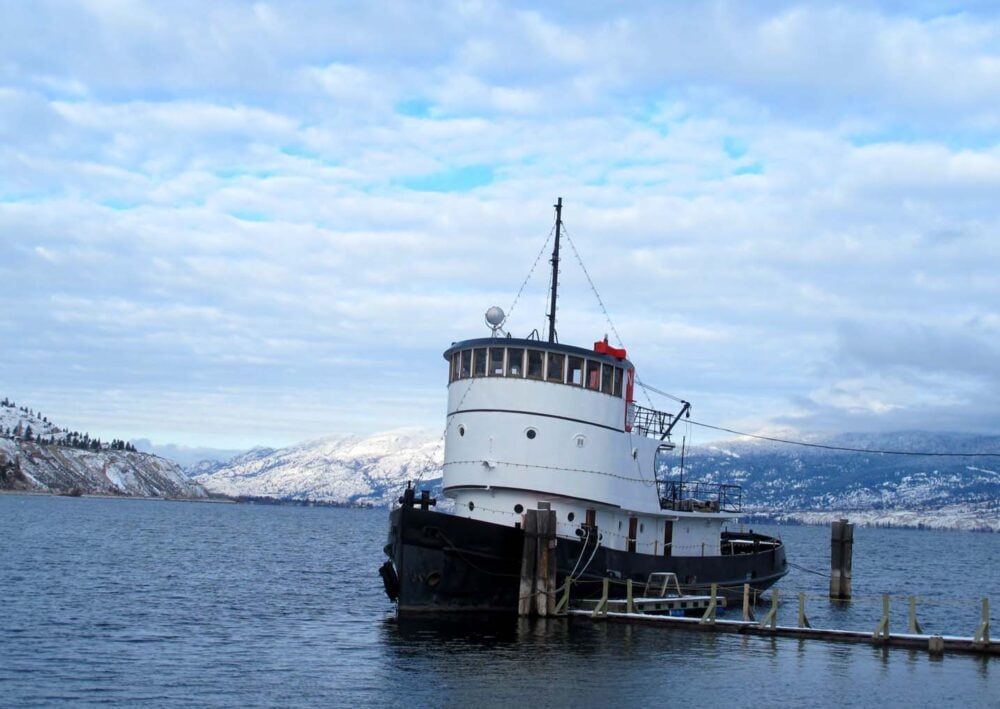 Boat resting in Okanagan Lake, Penticton