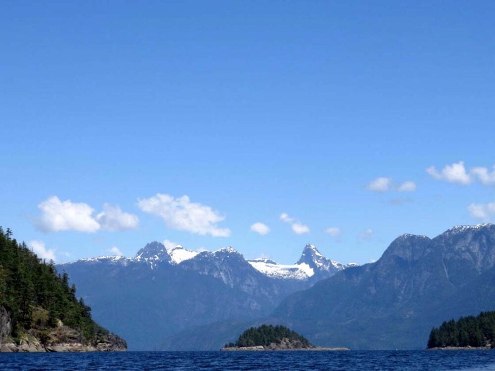 Coastal mountain range seen from Desolation Sound, BC