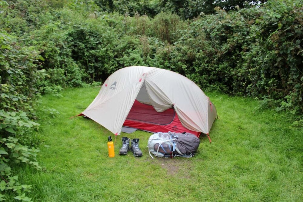 Tent pitched at sustainability Centre camping