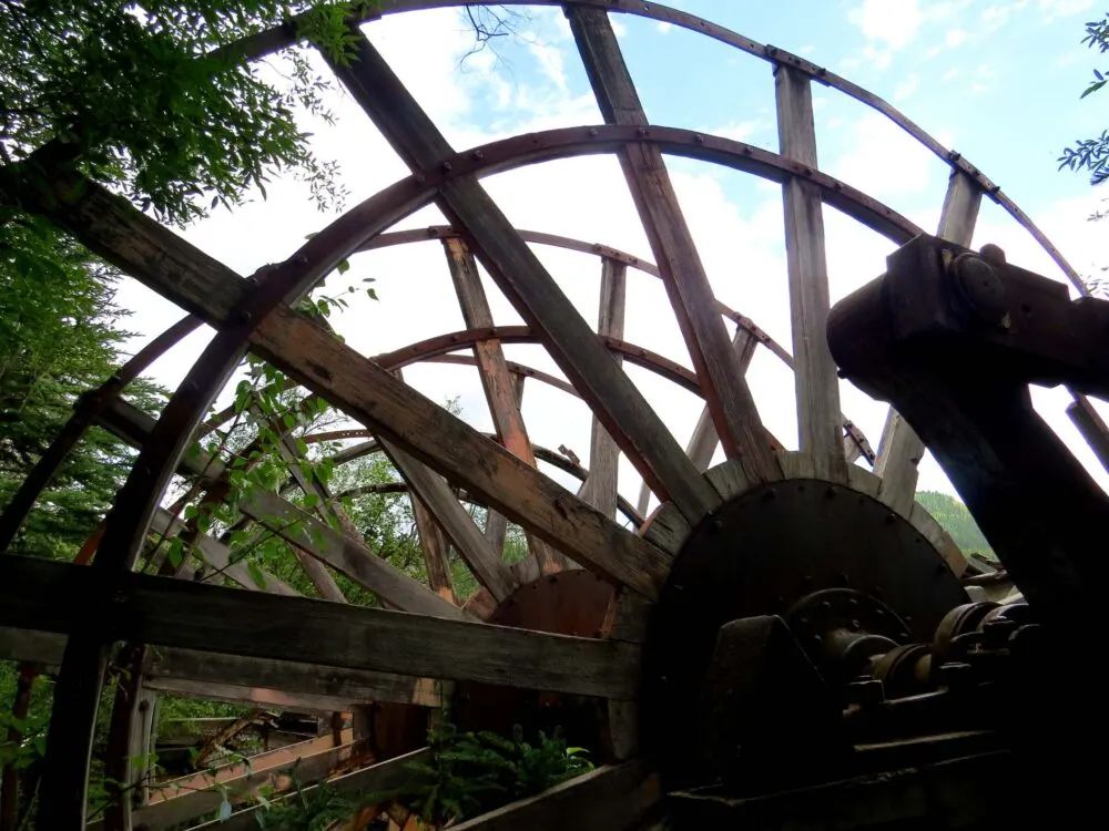 giant paddle wheel at dawson city sternwheeler graveyard