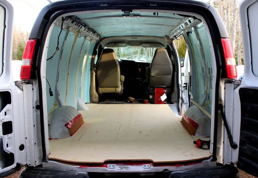 plywood flooring gmc savana diy van conversion