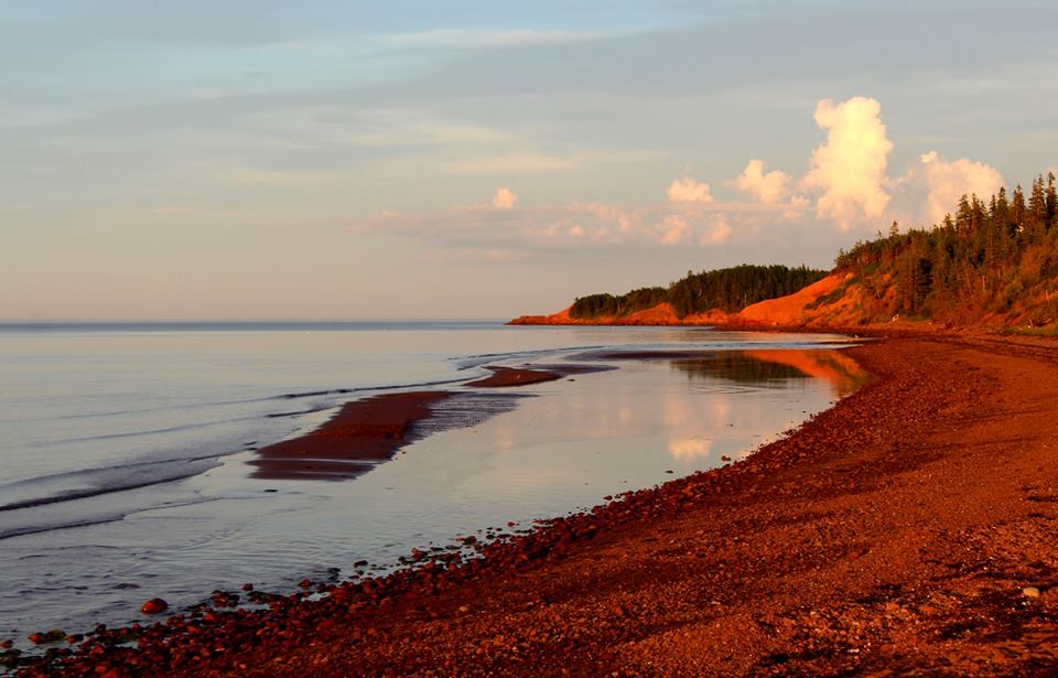 Red sunset on red sand beach, PEI