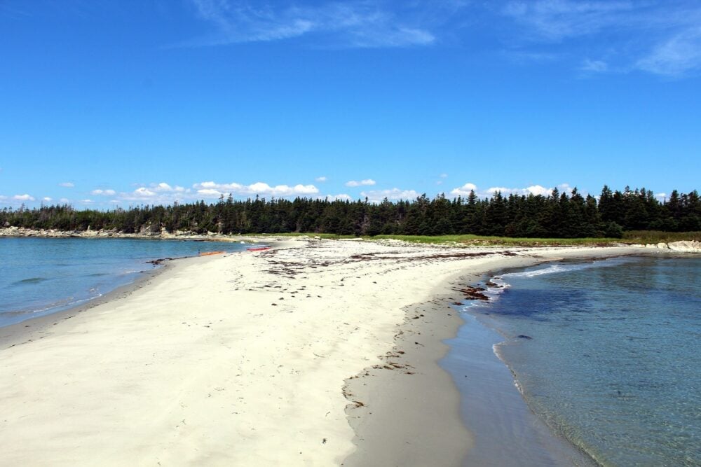 Borgles Island sand bar with ocean either side