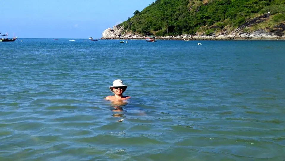 JR swimming in ocean off coast of Koh Phangan, Thailand