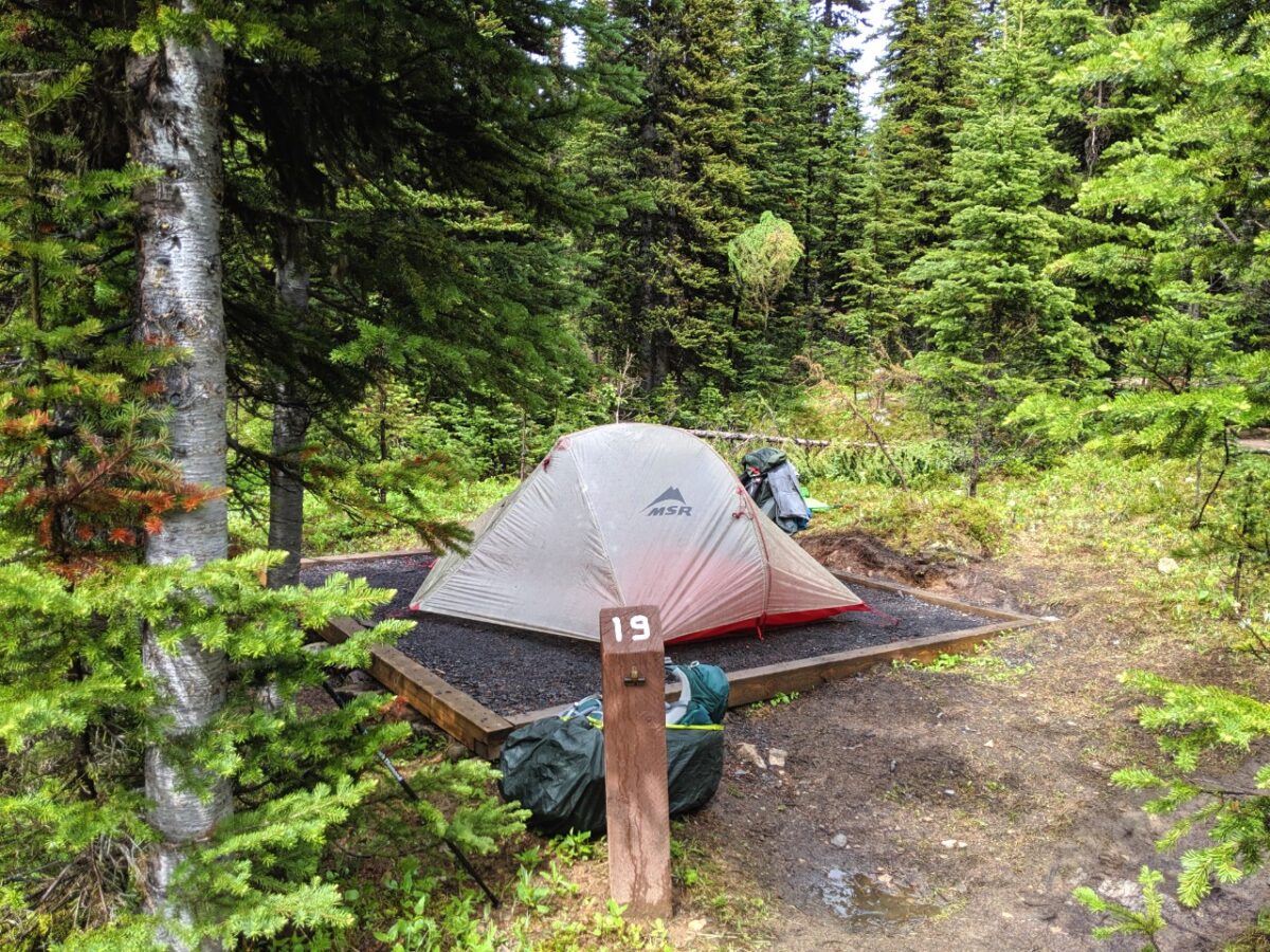 Set up tent on tent pad in Mount Assiniboine Provincial Park