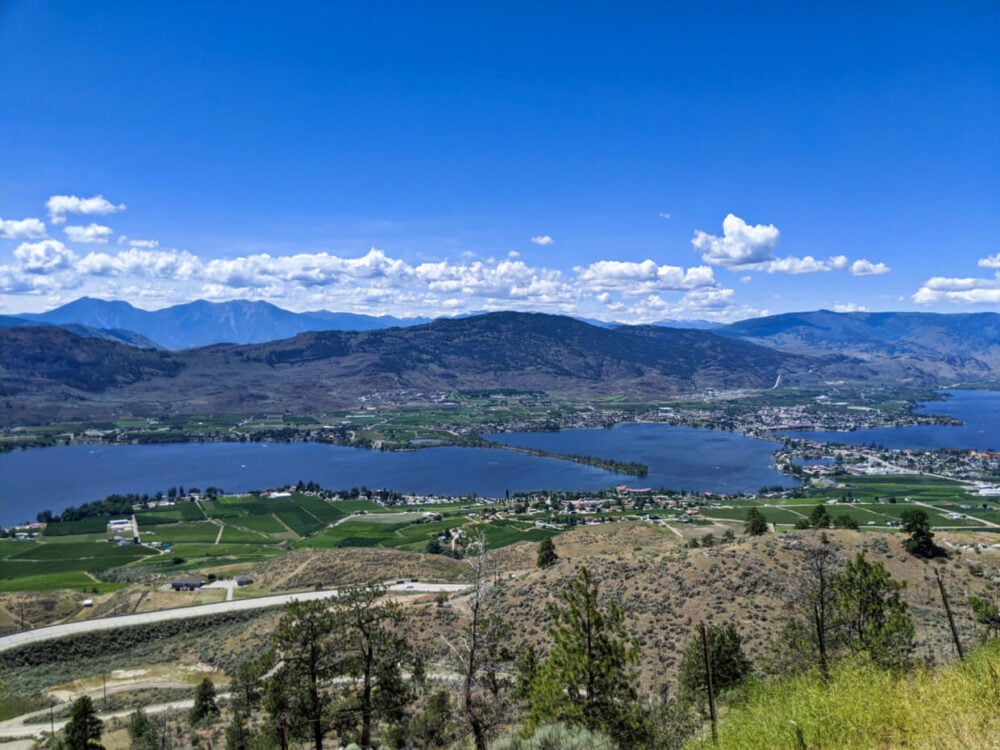 Panoramic views of the town of Osoyoos and Osoyoos lake from Anarchist Mountain, Osoyoos