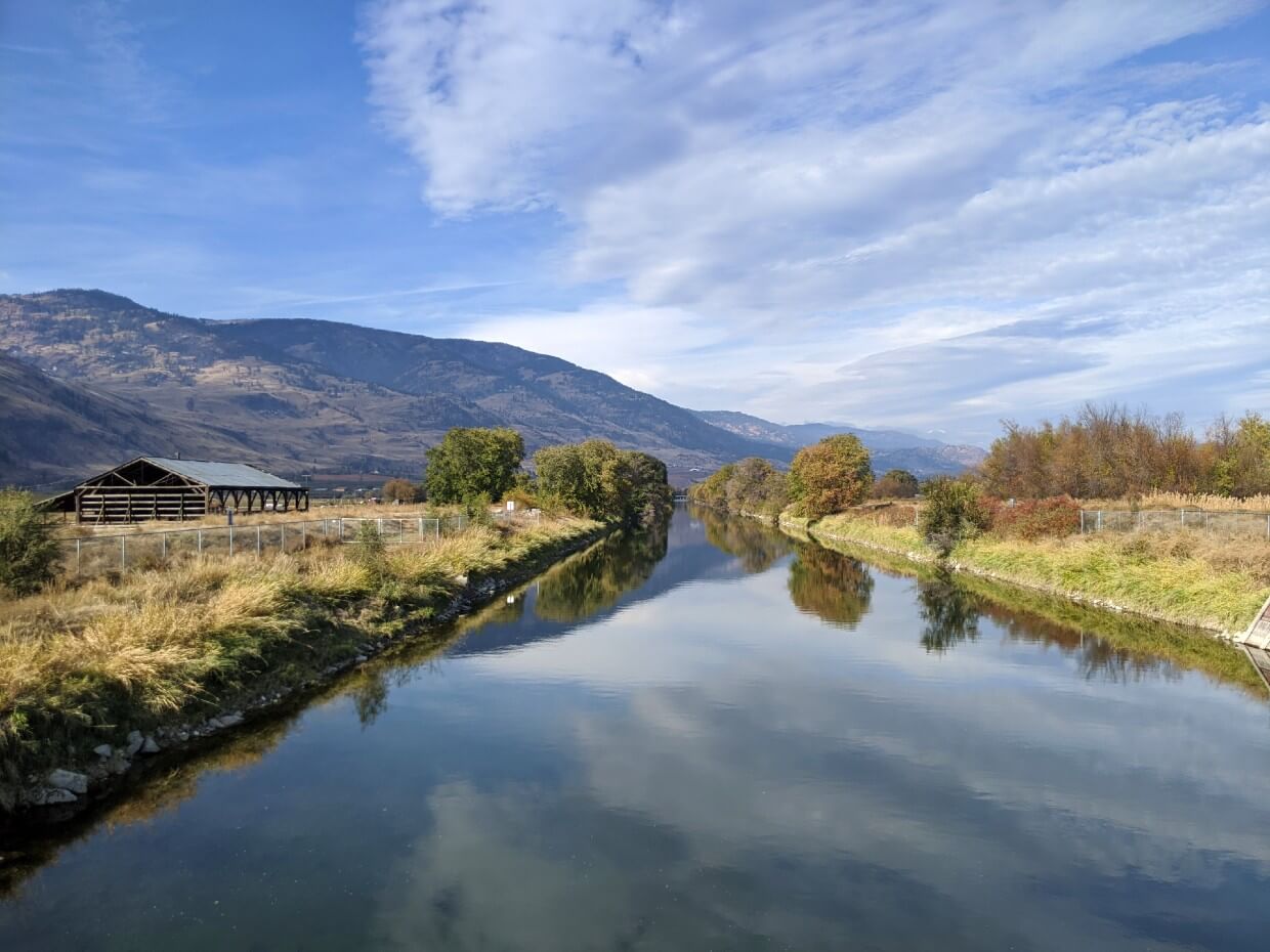 Mirror reflections on Okanagan River Channel in Osoyoos