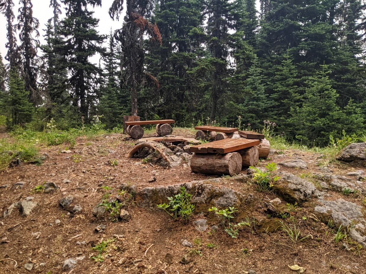 Firepit and seating at Olivine Camp