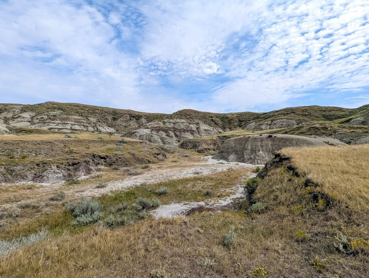 Badlands landscape in the East Block of Grasslands National Park with grassy canyons and ravines
