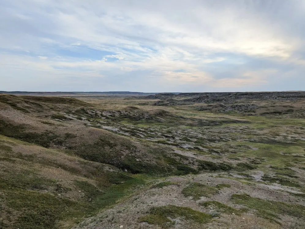 Coulee landscape in the West Block featuring descending hill and canyon
