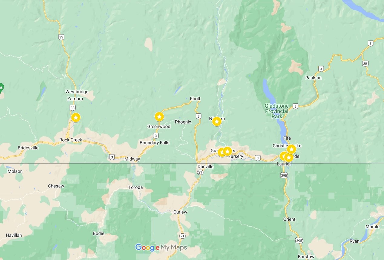 Screenshot of Google Map showing KVR and C&W Rail Trail trailheads
