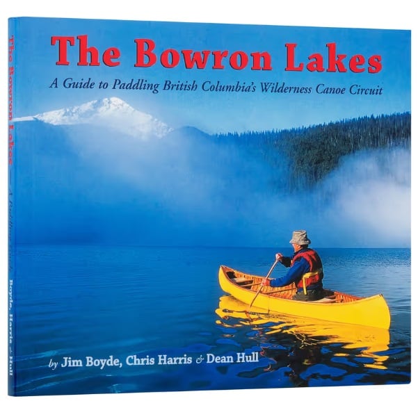 Screenshot of Bowron Lakes book, the cover features a canoeist on a calm lake 