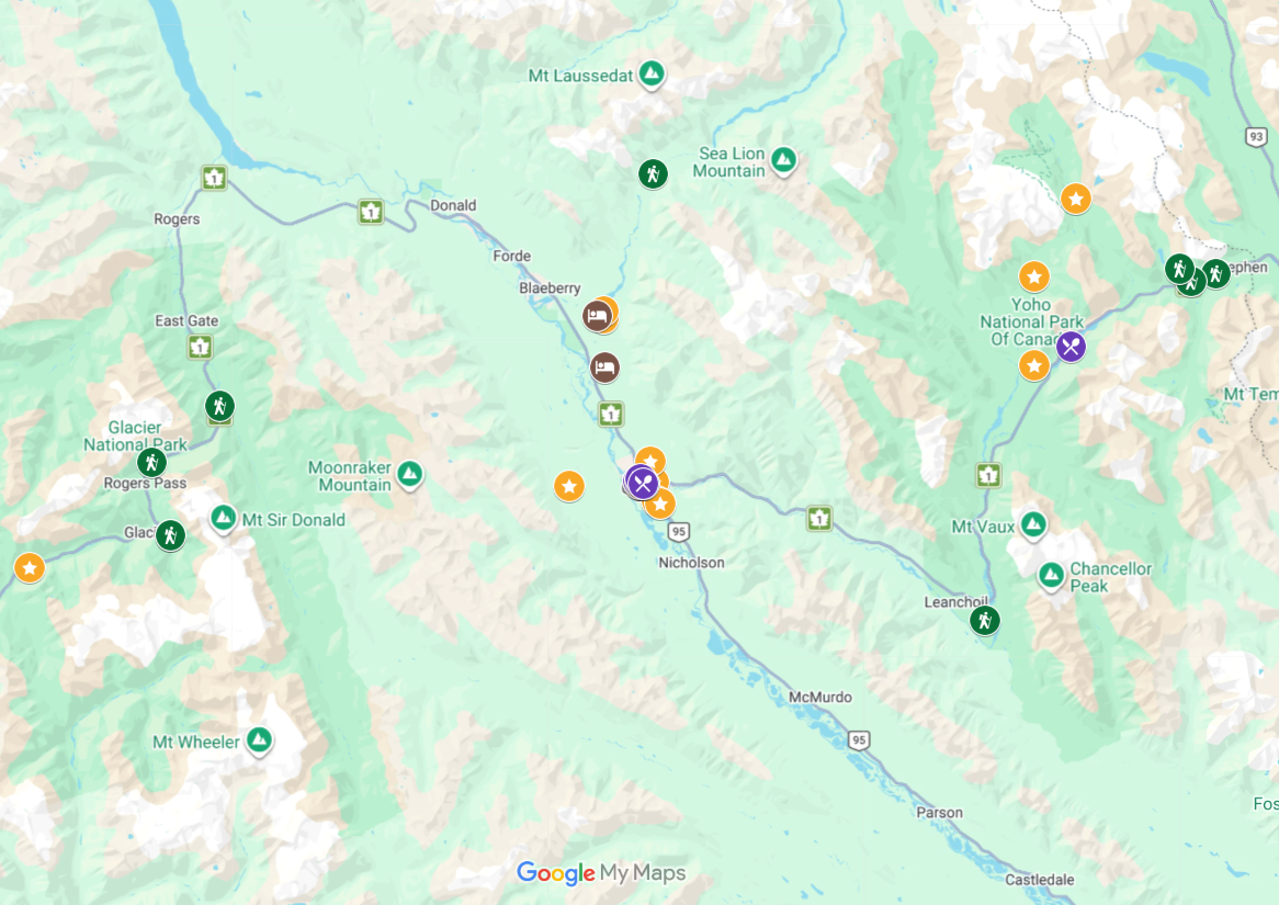 Screenshot of Golden on Google Maps with featured activities and attractions